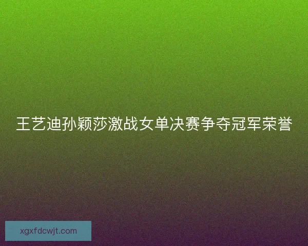 王艺迪孙颖莎激战女单决赛争夺冠军荣誉