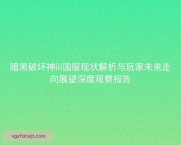 暗黑破坏神iii国服现状解析与玩家未来走向展望深度观察报告