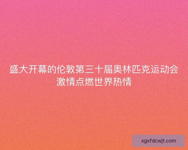 盛大开幕的伦敦第三十届奥林匹克运动会激情点燃世界热情