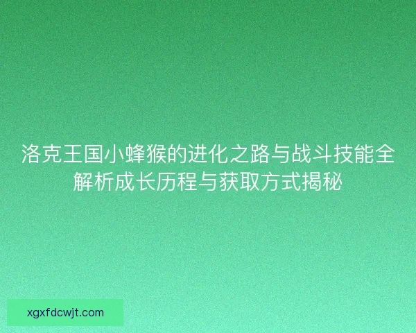 洛克王国小蜂猴的进化之路与战斗技能全解析成长历程与获取方式揭秘