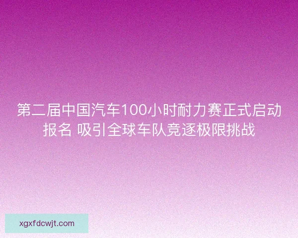 第二届中国汽车100小时耐力赛正式启动报名 吸引全球车队竞逐极限挑战