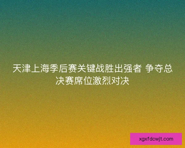 天津上海季后赛关键战胜出强者 争夺总决赛席位激烈对决 天津上海季后赛关键战胜出强者 争夺总决赛席位激烈对决