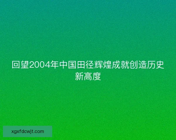 回望2004年中国田径辉煌成就创造历史新高度