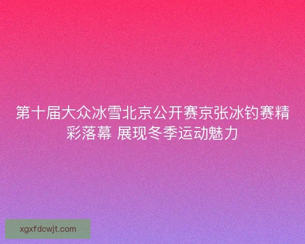 第十届大众冰雪北京公开赛京张冰钓赛精彩落幕 展现冬季运动魅力