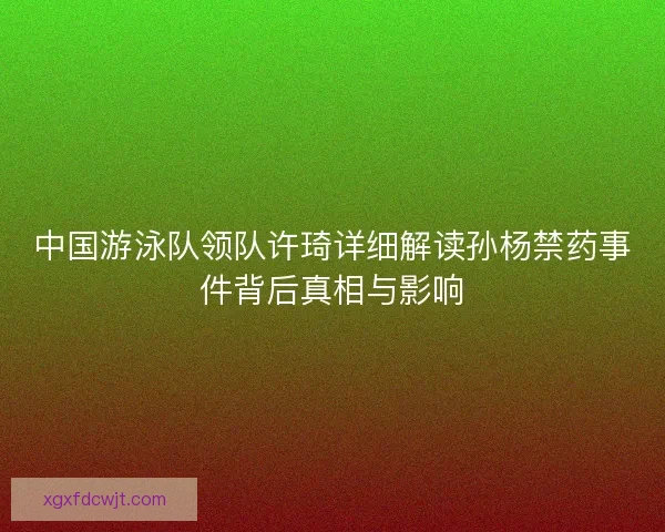 中国游泳队领队许琦详细解读孙杨禁药事件背后真相与影响 中国游泳队领队许琦详细解读孙杨禁药事件背后真相与影响